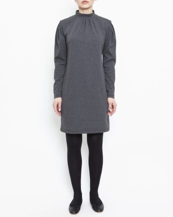 Long-sleeved herringbone dress - 006475821305 - image 1
